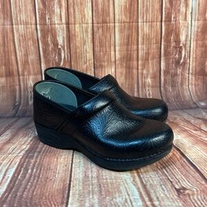Dansko Black Professional Clogs with Textured Leather